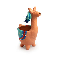 Hopping Kangaroo' Handmade & Hand-Painted Terracotta Table Planter Flower Pot (11.3 Inch, Peach)