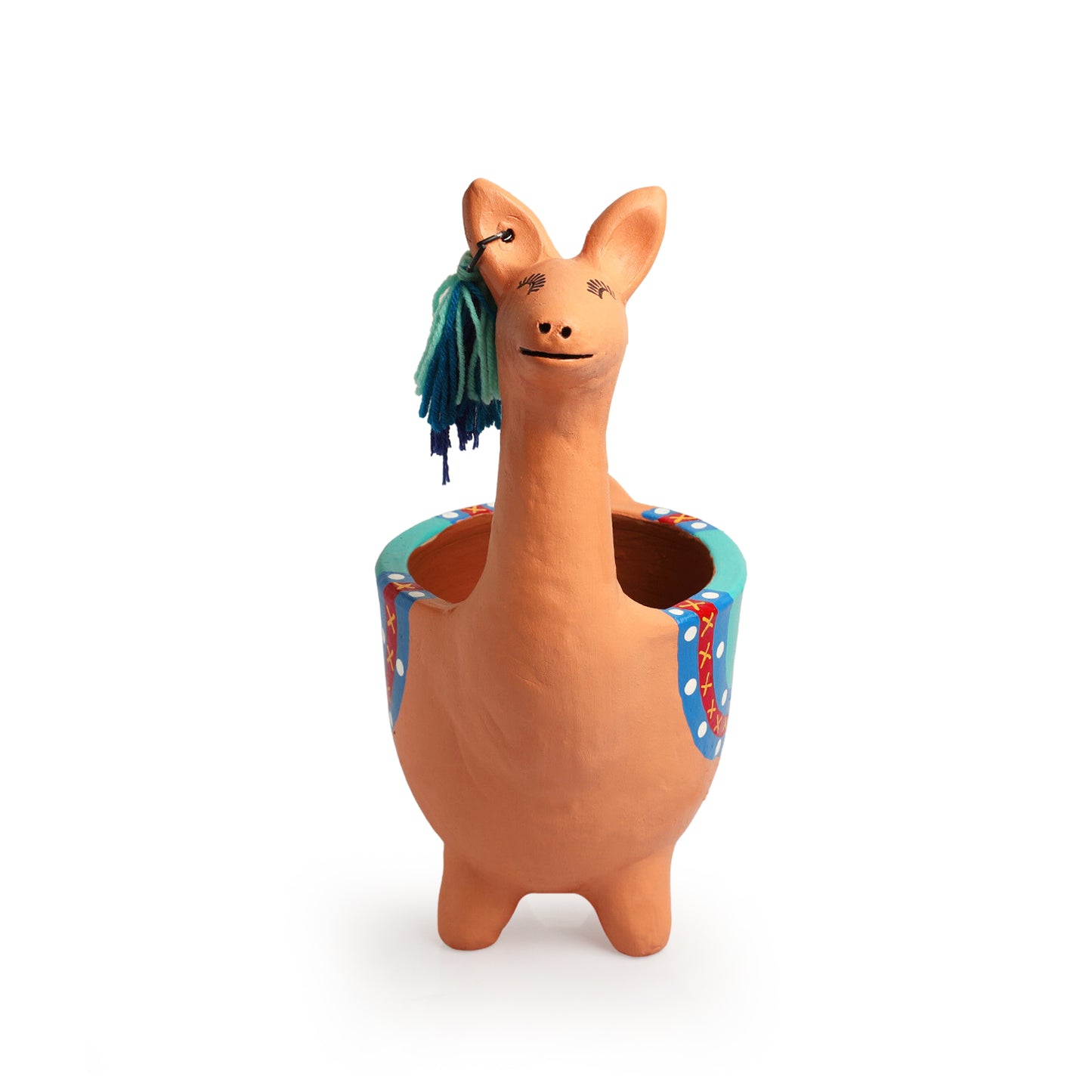 Hopping Kangaroo' Handmade & Hand-Painted Terracotta Table Planter Flower Pot (11.3 Inch, Peach)