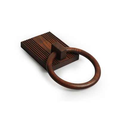 'Checkered Frame' Handcrafted Towel Ring Holder (Sheesham Wood)