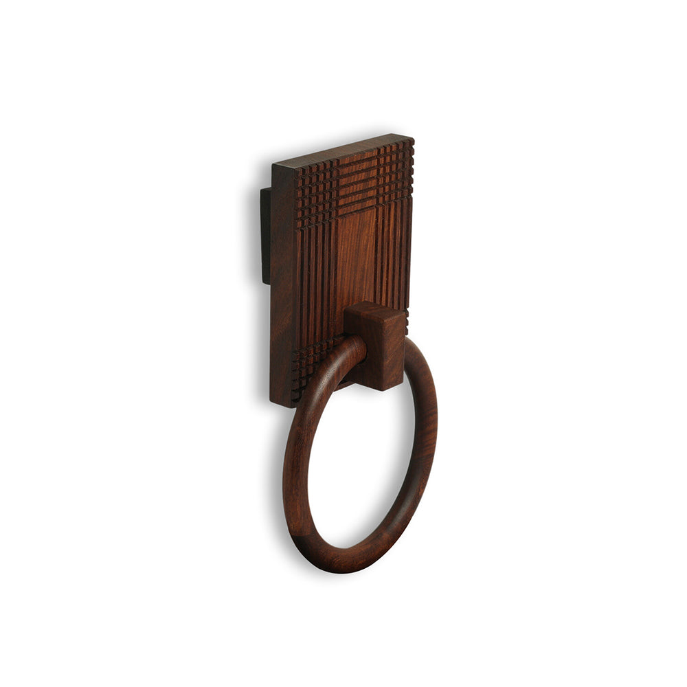 'Checkered Frame' Handcrafted Towel Ring Holder (Sheesham Wood)