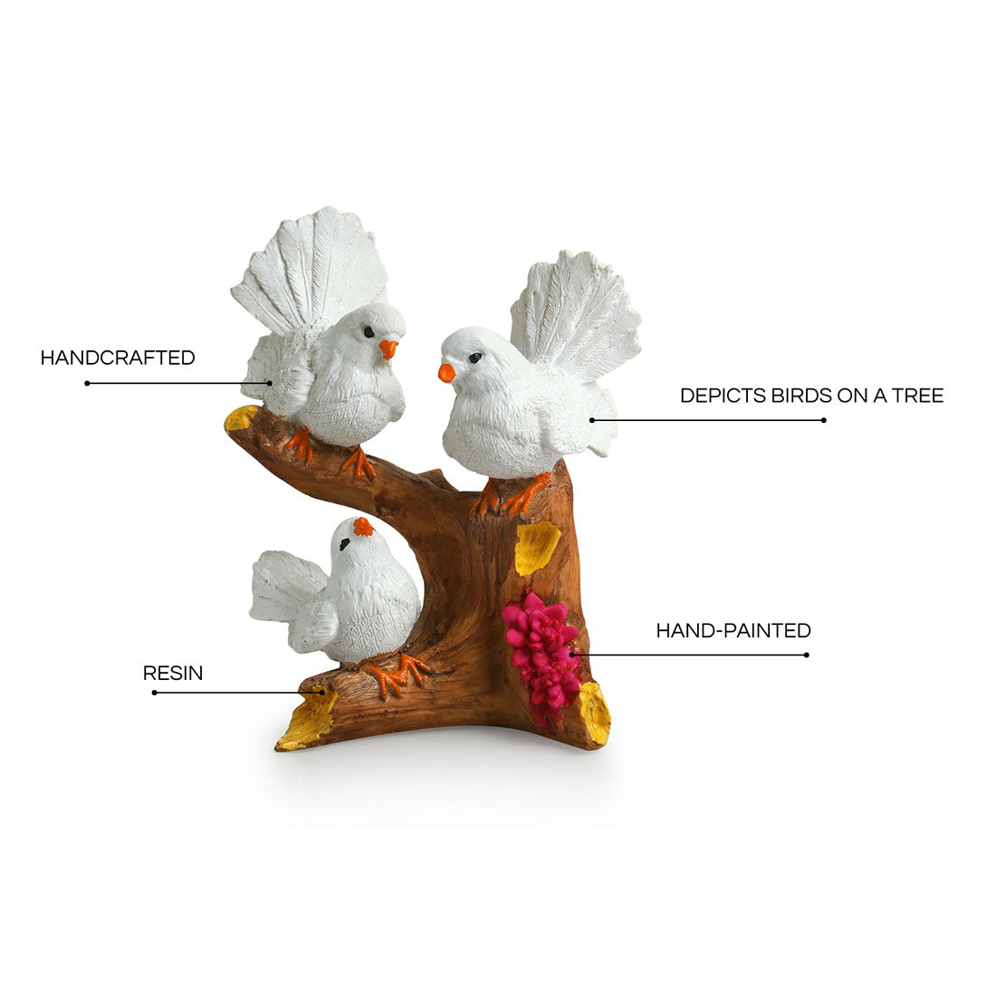 Chatting Birds' Modern Decorative Showpiece Statue (Resin, Handcrafted, 8.1 Inches)