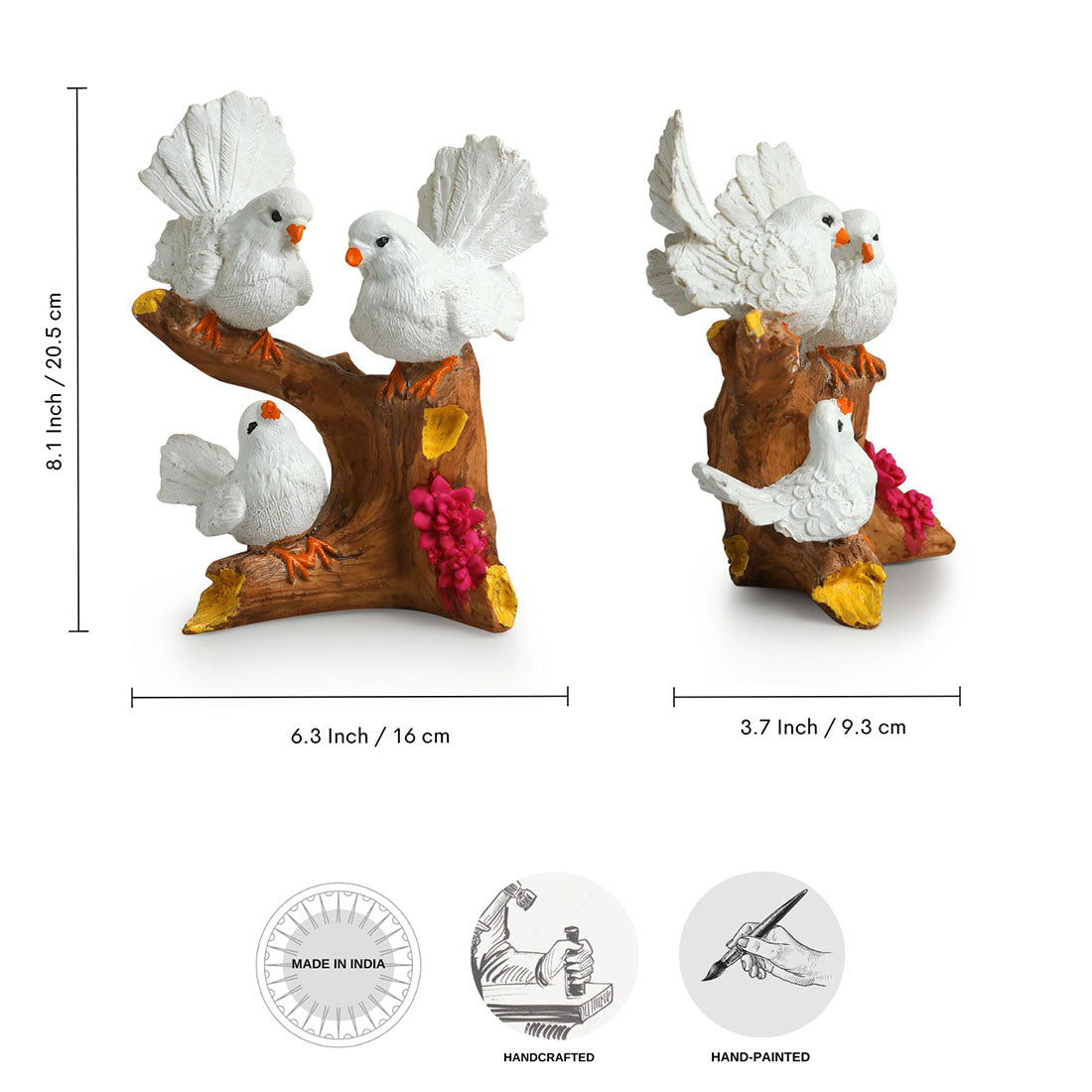 Chatting Birds' Modern Decorative Showpiece Statue (Resin, Handcrafted, 8.1 Inches)