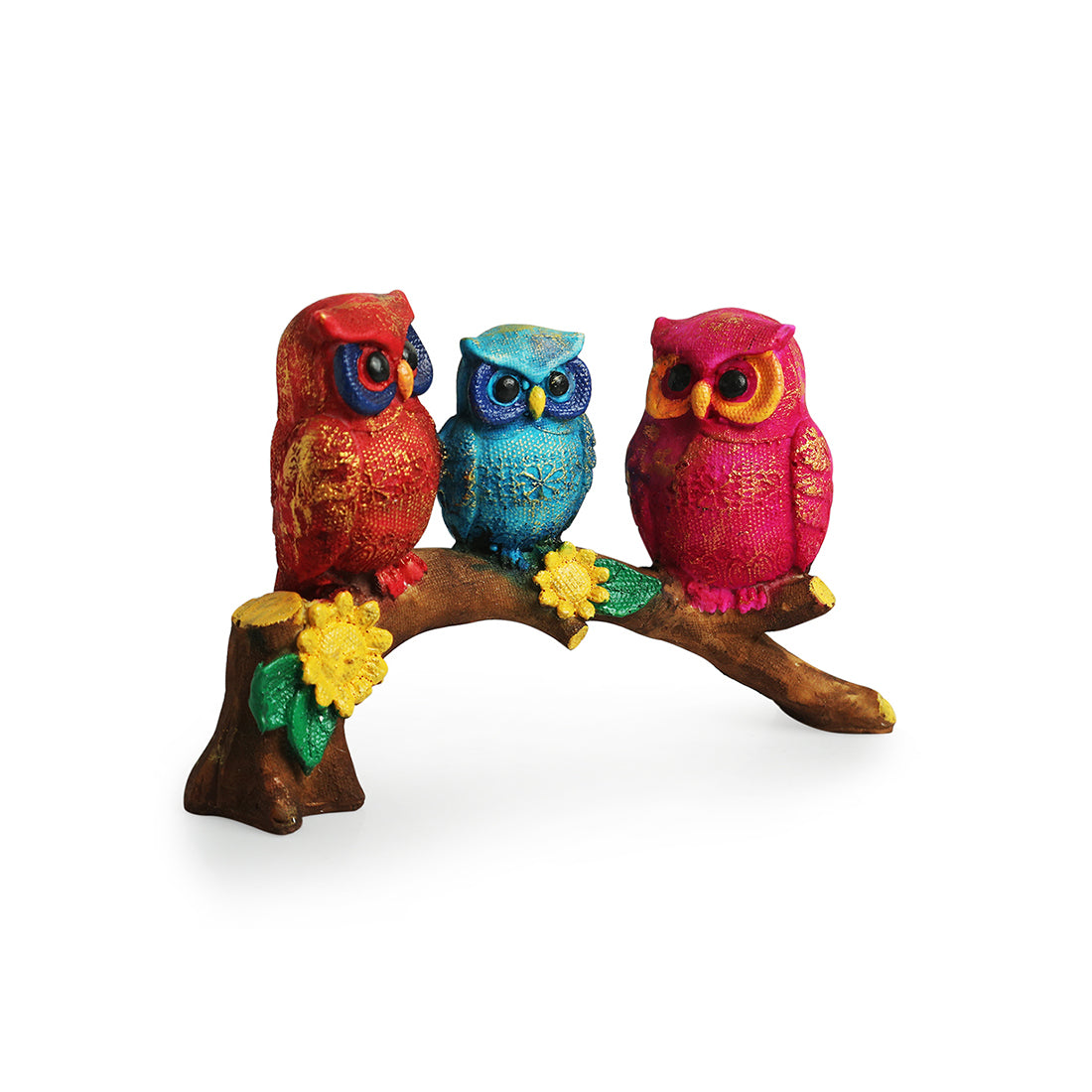 Owl Buddies' Modern Decorative Showpiece Statue (Resin, Handcrafted, 8.5 Inches)