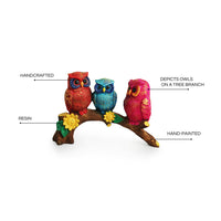 Owl Buddies' Modern Decorative Showpiece Statue (Resin, Handcrafted, 8.5 Inches)