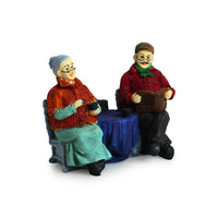 Italian Chit-Chatting Old Couple' Modern Decorative Showpiece Statue (Resin, Handcrafted, 6.7 Inches)