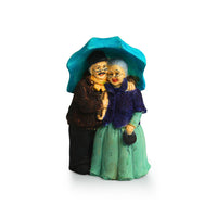 Italian Old Umbrella Couple' Modern Decorative Showpiece Statue (Resin, Handcrafted, 6.9 Inches)