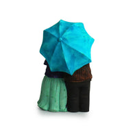 Italian Old Umbrella Couple' Modern Decorative Showpiece Statue (Resin, Handcrafted, 6.9 Inches)