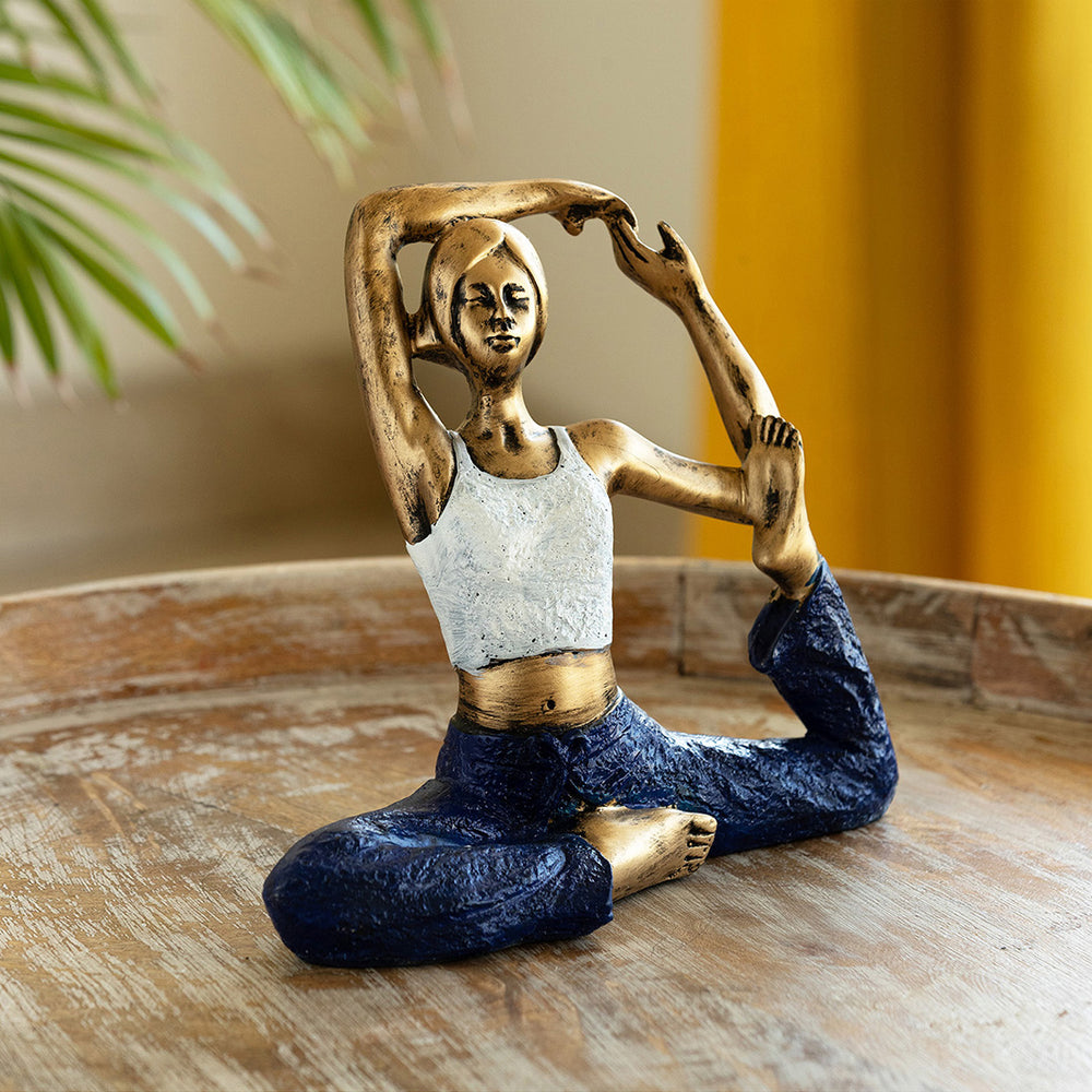 Yoga Lady' Modern Decorative Showpiece Statue (Resin, Handcrafted, 9.6 Inches)