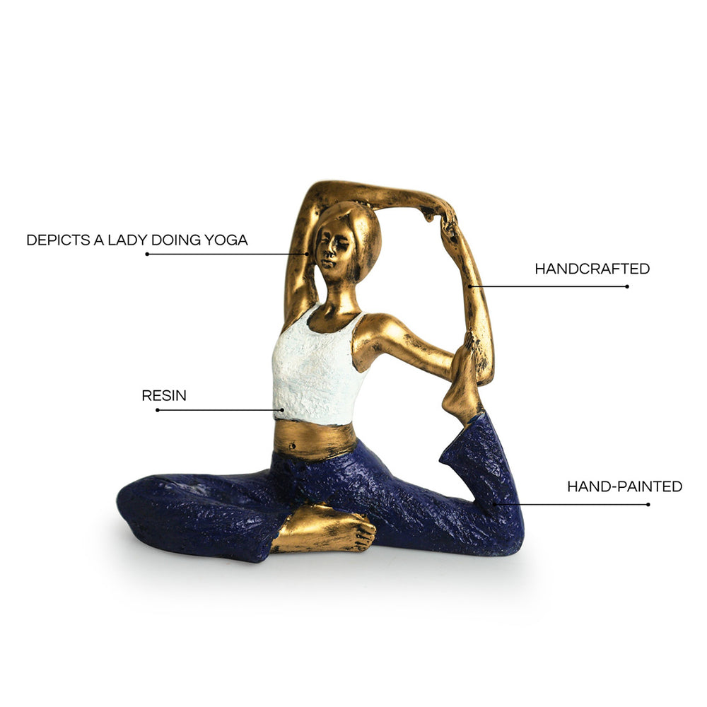 Yoga Lady' Modern Decorative Showpiece Statue (Resin, Handcrafted, 9.6 Inches)