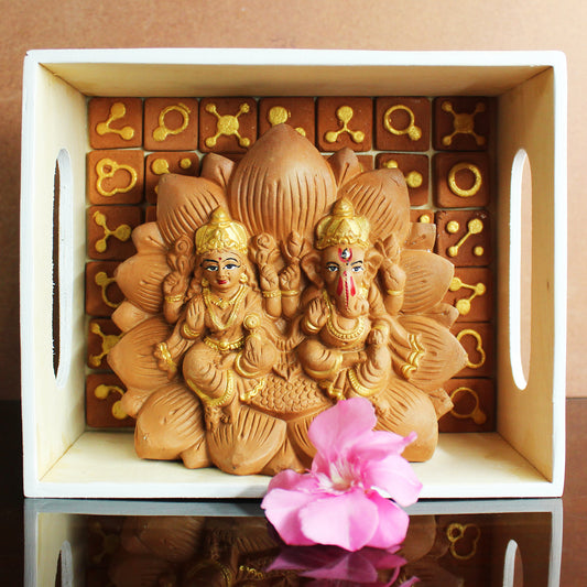 Handcrafted Terracotta Laxmi and Lord Ganesha Idol for Gifting