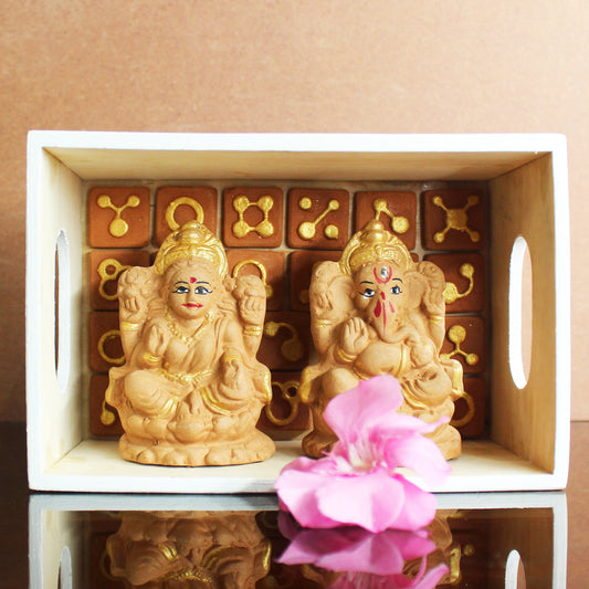 Handcrafted Terracotta Laxmi and Lord Ganesha Idol for gifting