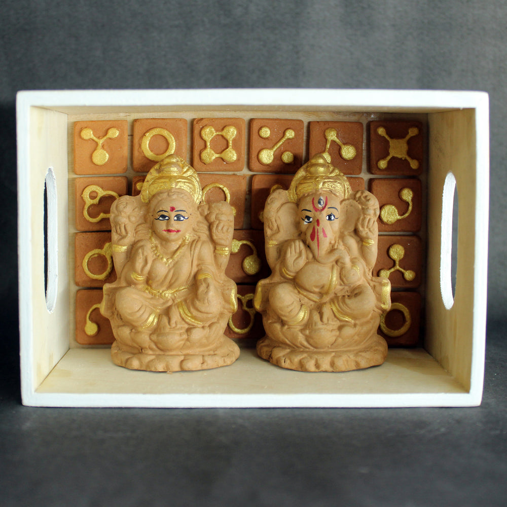 Terracotta Laxmi and Ganesha Idol 