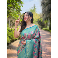 Green - Anushka Firozi Kanchipattu Handwork Silk Saree