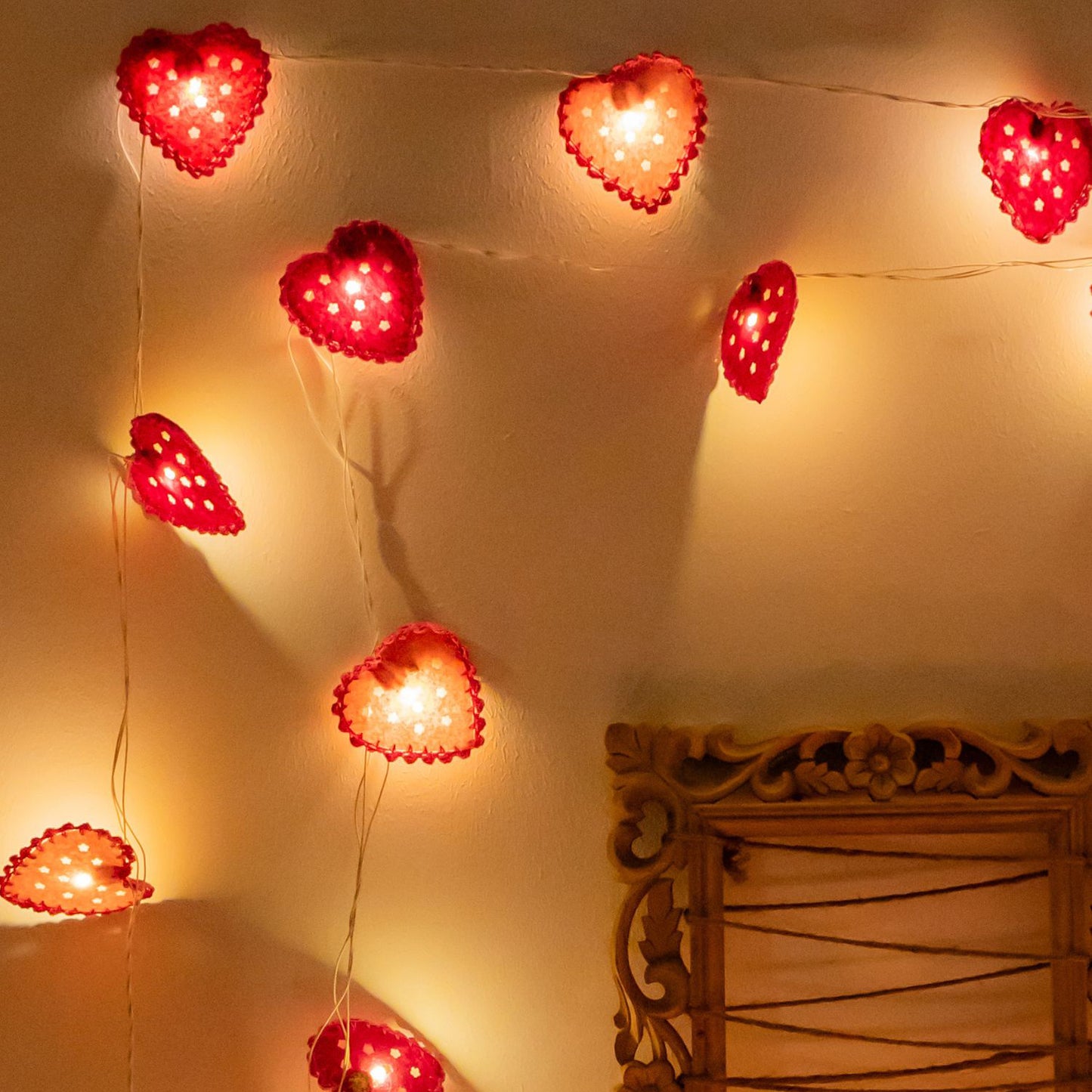 Heart - Handmade Crochet LED String Light for Home Decor 15