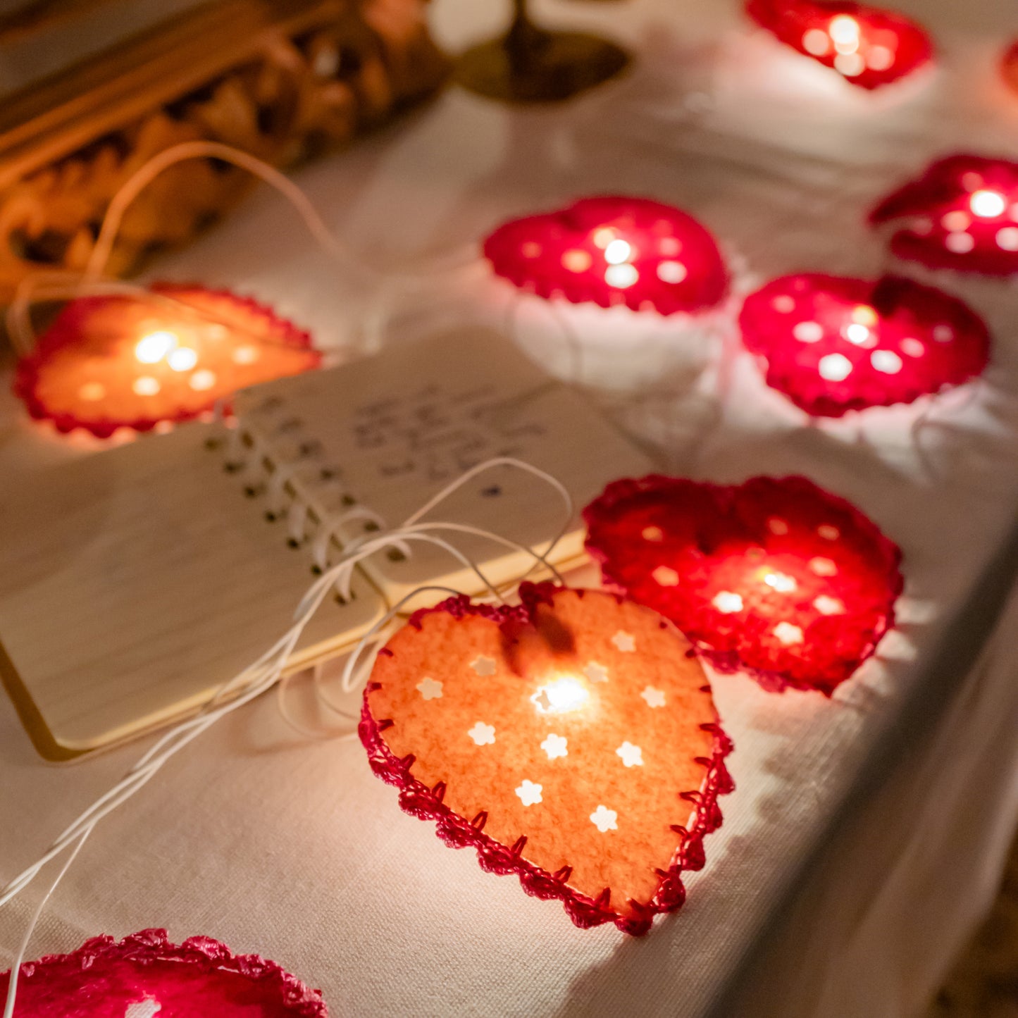 Heart - Handmade Crochet LED String Light for Home Decor 15