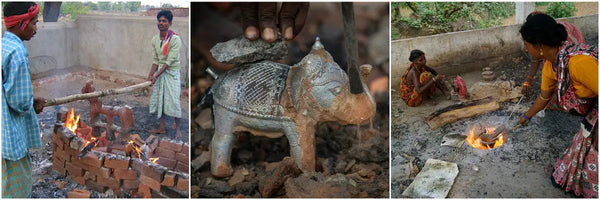 Yellow - tribal odisha dokra threadwork earrings