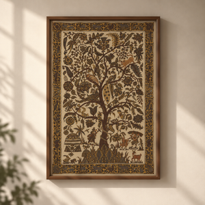 Kalamkari Art Wall Hanging with Tree of life Motif by Pitchuka Srinivas (72 x 60 in) 17