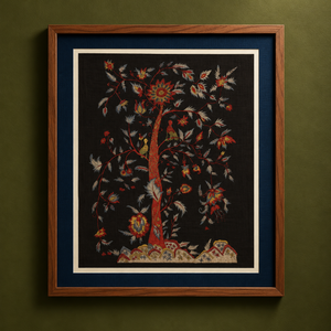 Srikalahasti Kalamkari Art Wall Hanging with Tree of life Motif by Ghanshyam Sarode (45 x 38 in) 17