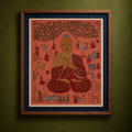 Srikalahasti Kalamkari Art Wall Hanging with Lord Buddha Motif by Ghanshyam Sarode (60 x 53 in) 05