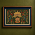 Srikalahasti Kalamkari Art Wall Hanging with Lord Ganesha Motif by Ghanshyam Sarode (26 x 42 in) 14