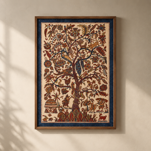 Multicolor - Kalamkari Art Wall Hanging with Tree of life Motif by Pitchuka Srinivas (72 x 60 in) 04
