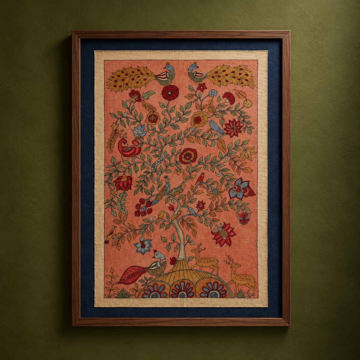 Srikalahasti kalamkari art wall hanging with tree of life
