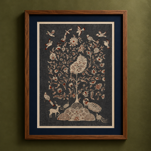Srikalahasti Kalamkari Art Wall Hanging with Tree of life Motif by Ghanshyam Sarode (60 x 36 in) 20