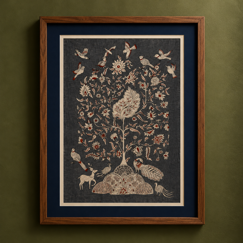 Srikalahasti Kalamkari Art Wall Hanging with Tree of life Motif by Ghanshyam Sarode (60 x 36 in) 20