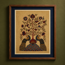 Srikalahasti Kalamkari Art Wall Hanging with Tree of life Motif by Ghanshyam Sarode (55 x 44 in) 19