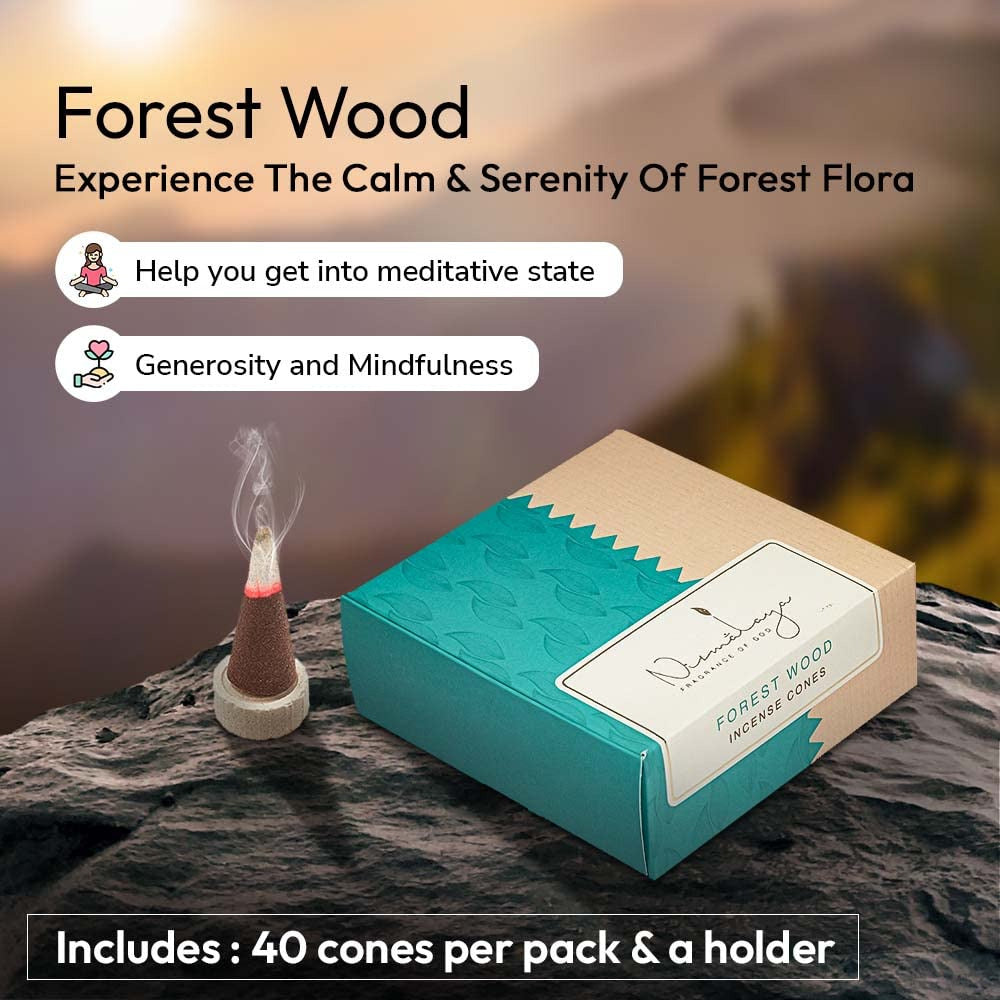 Nirmalaya Natural Forest Wood Incense Cones 40 Units