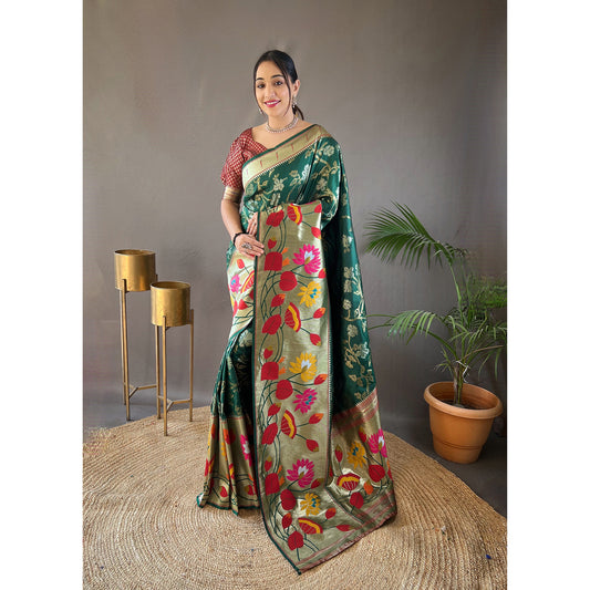 Geeta Green Paithani Silk Handwork Saree