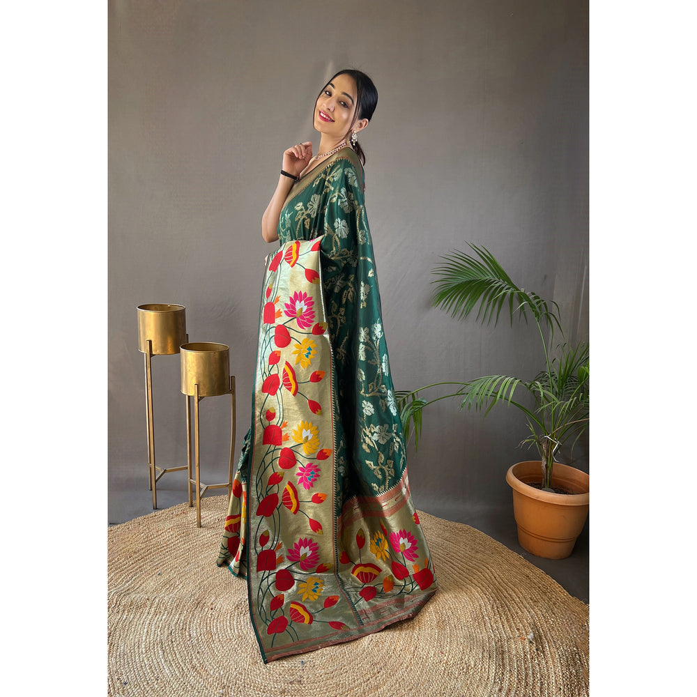 Geeta Green Paithani Silk Handwork Saree