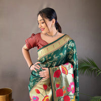 Geeta Green Paithani Silk Handwork Saree