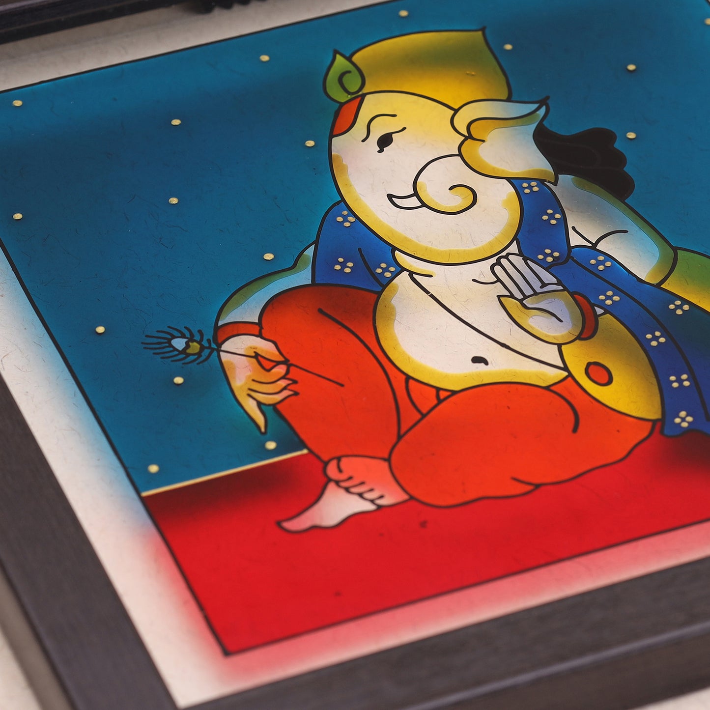 Ganesha-Stained Glass Painting Wall Art Frame
