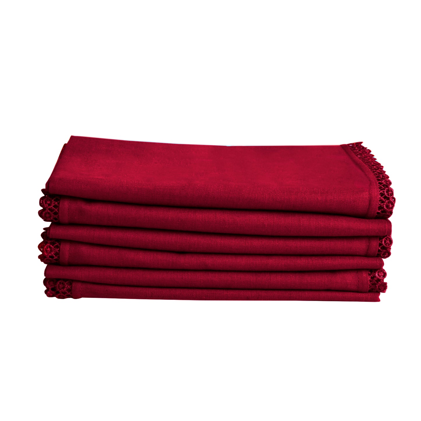 Dining Table Premium Cotton Table Napkin with Crochet Ends (Set of 6, Maroon)