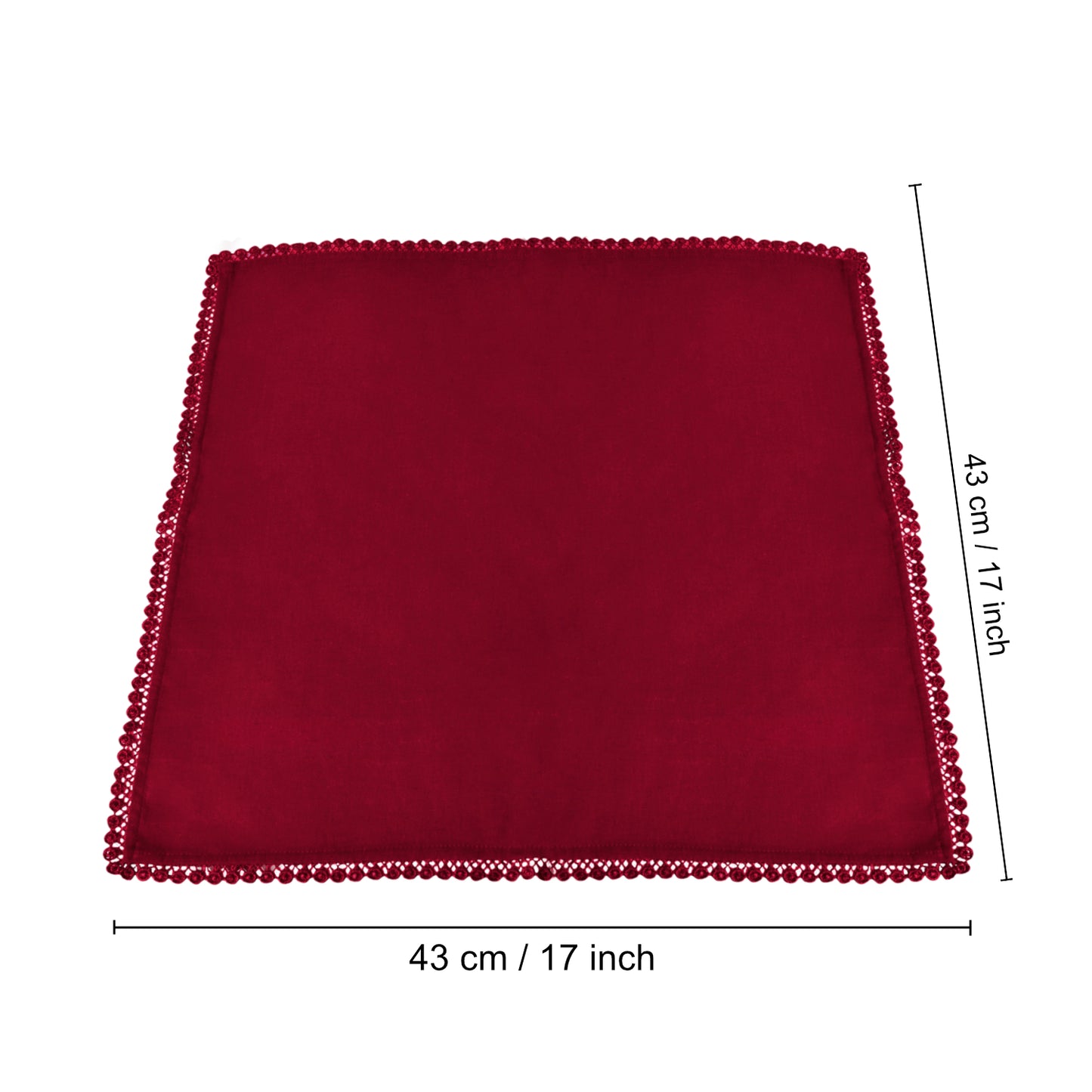 Dining Table Premium Cotton Table Napkin with Crochet Ends (Set of 6, Maroon)
