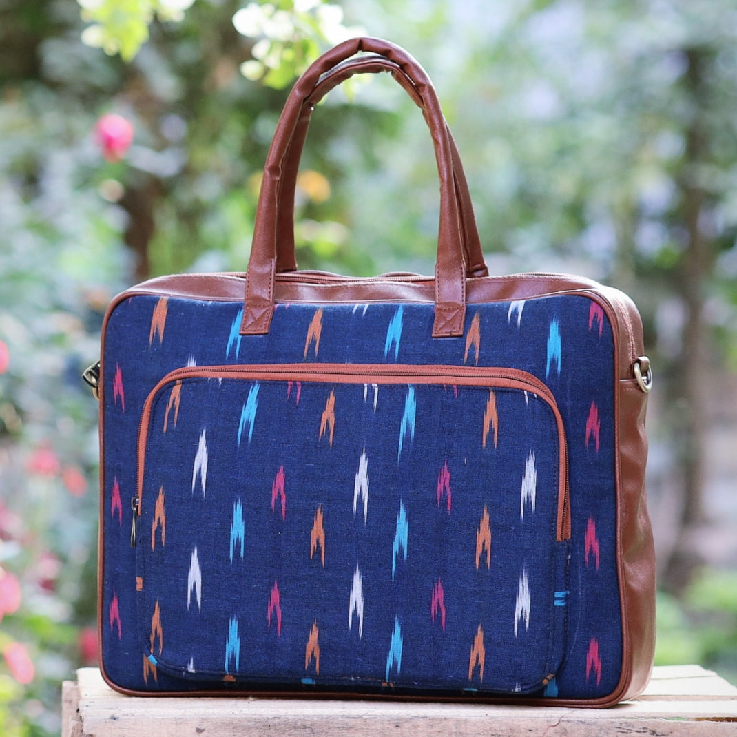 Brown - Handmade Pochampally Ikat Laptop Bag 14