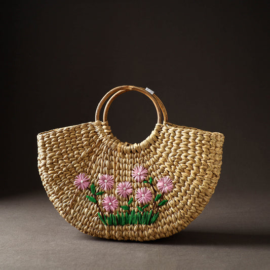 Handcrafted Natural Water Reed Embroidered Hand Bag