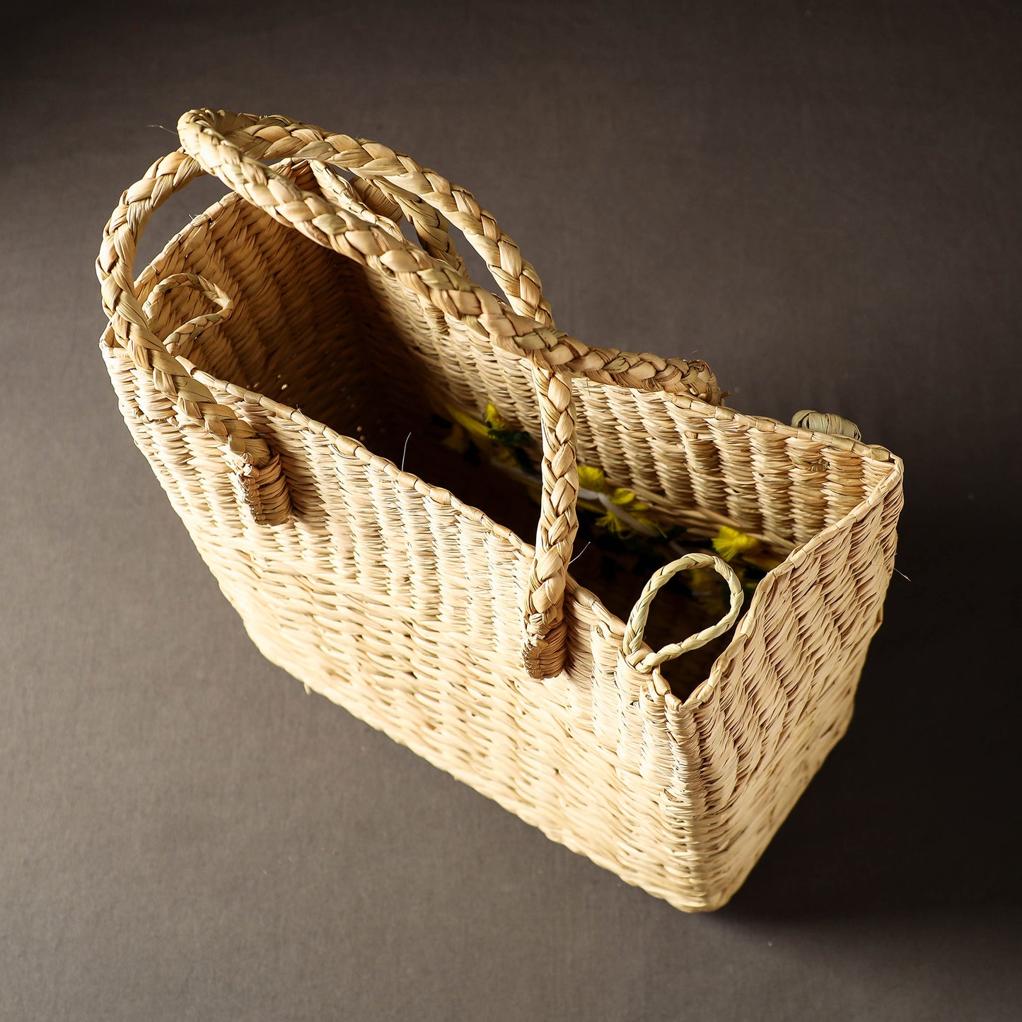 Handcrafted Natural Water Reed Embroidered Shopping Bag