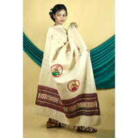 Beige - Pattachitra Ikkat Handpainted Dupatta