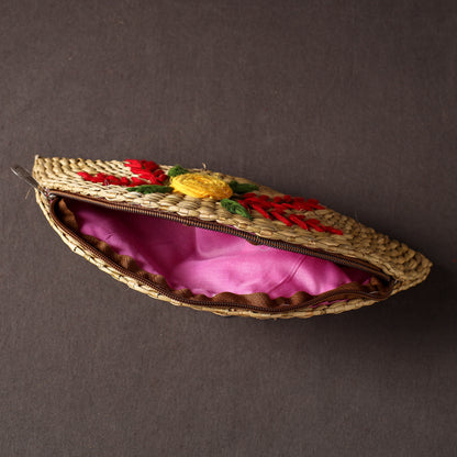 Handcrafted Natural Water Reed Embroidered Clutch