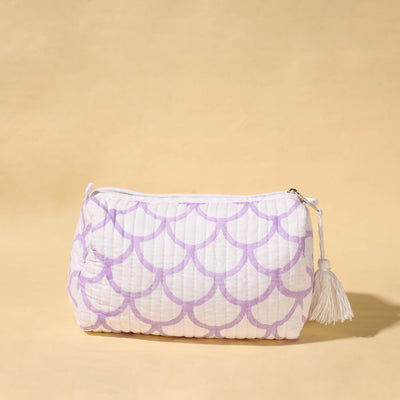 Handmade Cotton Fabric Quilted Utility Pouch With Tassel