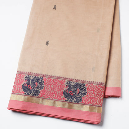 Brown - Kanchipuram Cotton Fabric with One Side Thread Border