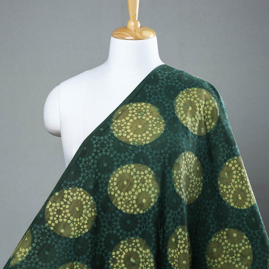Lime & Green Circles Ajrakh Hand Block Printed Cotton Fabric