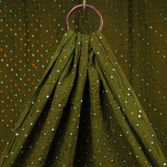 Mehandi Green - Kutch Bandhani Tie-Dye Mul Cotton Fabric 11