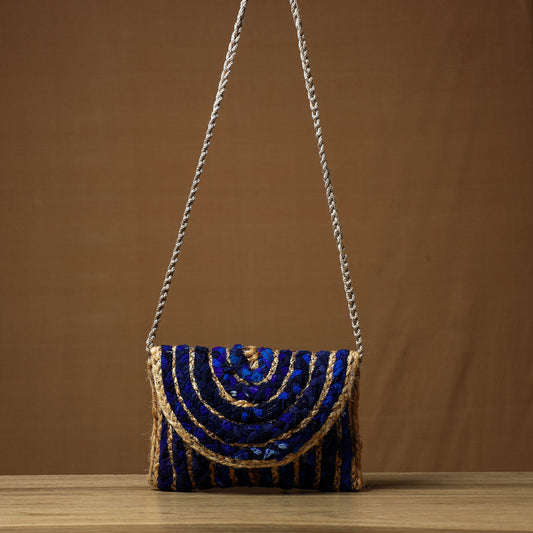 Blue - Handcrafted Multipurpose Jute Sling Bag