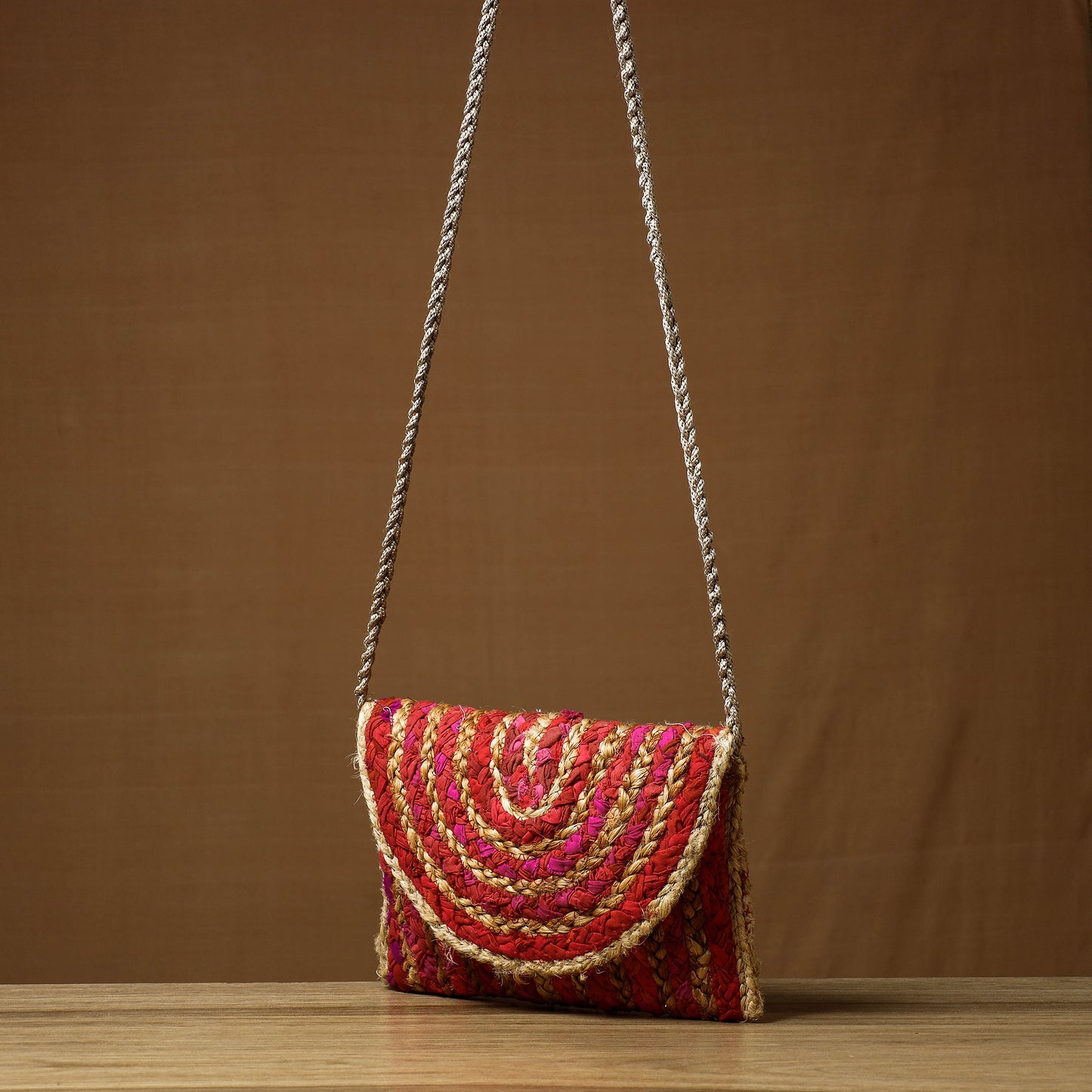 Red - Handcrafted Multipurpose Jute Sling Bag