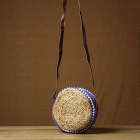 Beige Handcrafted Multipurpose Jute Round Sling Bag