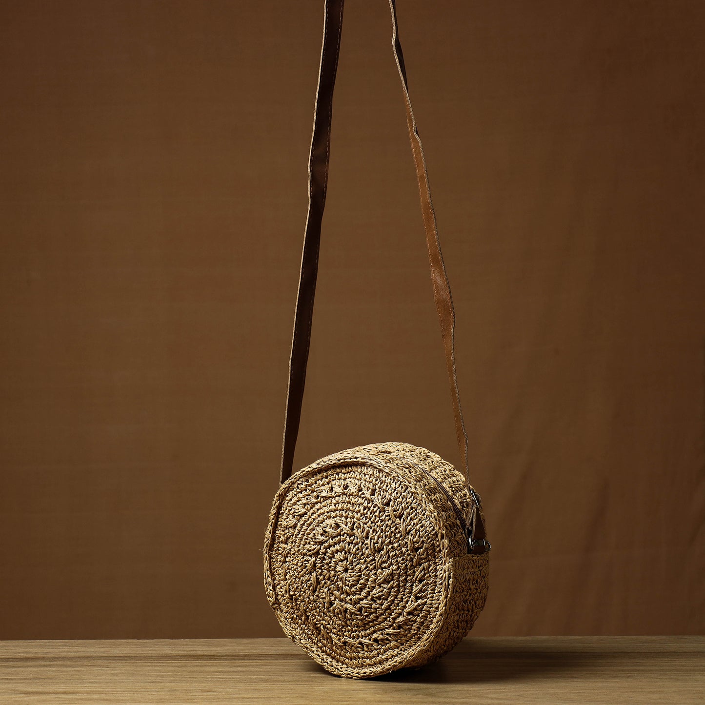 Brown - Handcrafted Multipurpose Raffia Sling Bag