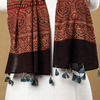 Ajrakh Block Printed Mul Cotton Stole with Tassels
 
